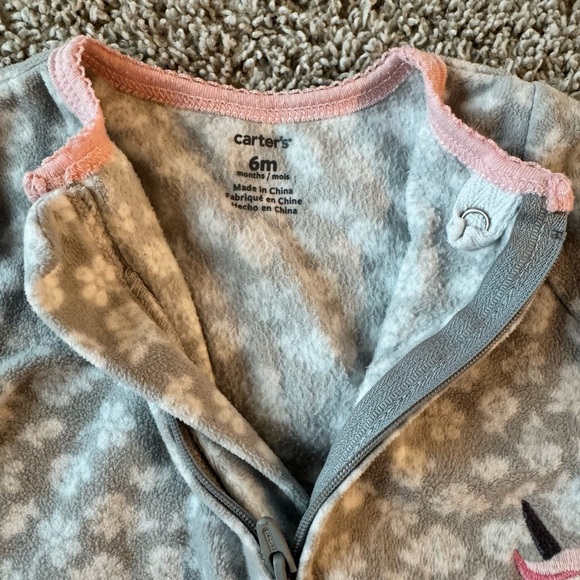 Carter’s Baby Girl Unicorn Footed Sleeper Fleece Pajamas - Size 6 Months - Picture 5 of 7